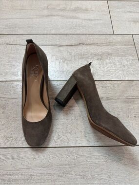 Franco Sarto Brown Suede Block Heel Pumps Size 7M
